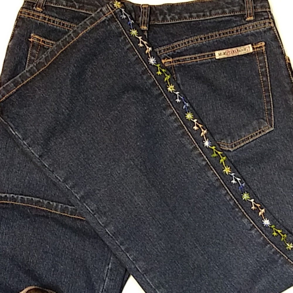 Second Generation Floral Embroidered Jeans Bootcu… - image 2